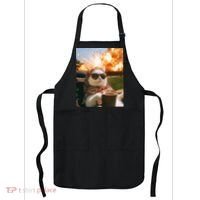 Cat Scarf Meme Drinking Coffee Selfie Chill Explosive Comet  Apron thumb 0