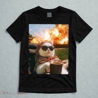 Cat Scarf Meme Drinking Coffee Selfie Chill Explosive Comet  T-Shirt thumb 5