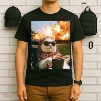 Cat Scarf Meme Drinking Coffee Selfie Chill Explosive Comet  T-Shirt thumb 6