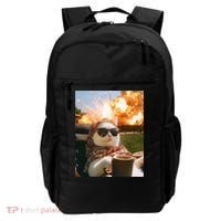 Cat Scarf Meme Drinking Coffee Selfie Chill Explosive Comet  Backpack thumb 0