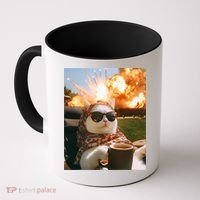 Cat Scarf Meme Drinking Coffee Selfie Chill Explosive Comet  Coffee Mug thumb 0