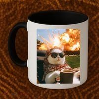Cat Scarf Meme Drinking Coffee Selfie Chill Explosive Comet  Coffee Mug thumb 2
