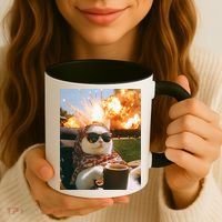 Cat Scarf Meme Drinking Coffee Selfie Chill Explosive Comet  Coffee Mug thumb 3
