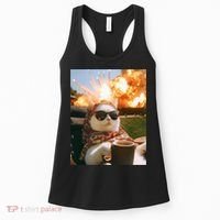 Cat Scarf Meme Drinking Coffee Selfie Chill Explosive Comet  Women's Tank Top thumb 0