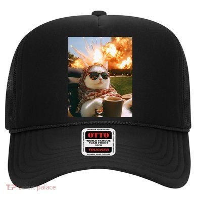 Cat Scarf Meme Drinking Coffee Selfie Chill Explosive Comet  Hat