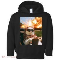 Cat Scarf Meme Drinking Coffee Selfie Chill Explosive Comet  Toddler Hoodie thumb 0