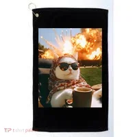 Cat Scarf Meme Drinking Coffee Selfie Chill Explosive Comet  Golf Towel thumb 0