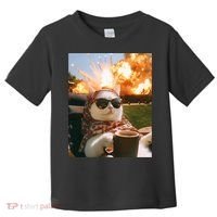 Cat Scarf Meme Drinking Coffee Selfie Chill Explosive Comet  Toddler T-Shirt thumb 0