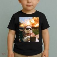 Cat Scarf Meme Drinking Coffee Selfie Chill Explosive Comet  Toddler T-Shirt thumb 2