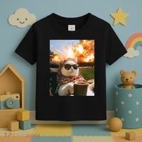 Cat Scarf Meme Drinking Coffee Selfie Chill Explosive Comet  Toddler T-Shirt thumb 3