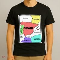 Colorful Simplified Map Of Spain. Surrounding Countries T-Shirt thumb 3