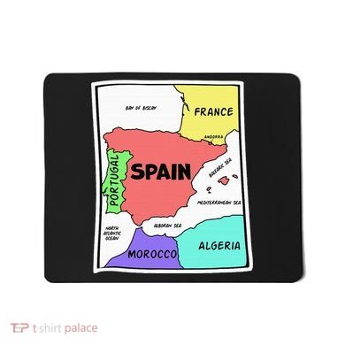 Colorful Simplified Map Of Spain. Surrounding Countries Mousepad