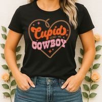 Cupid Sends Me A Cowboy Valentine's Day Women's T-Shirt thumb 2