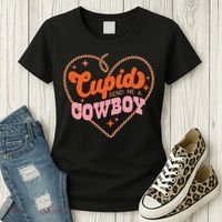 Cupid Sends Me A Cowboy Valentine's Day Women's T-Shirt thumb 3