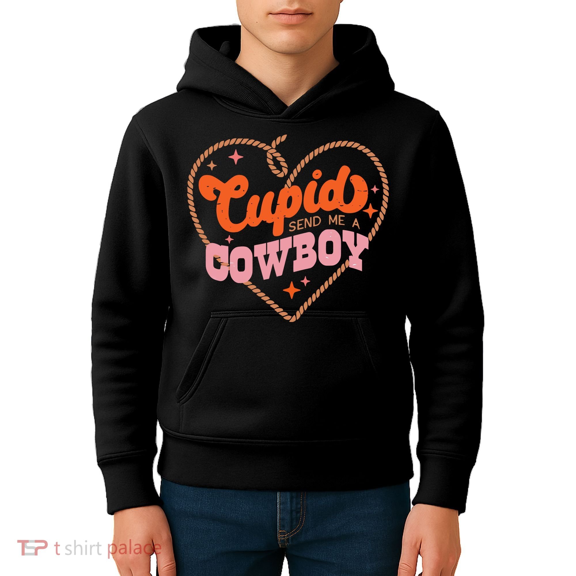 Cupid Sends Me A Cowboy Valentine's Day Kids Hoodie