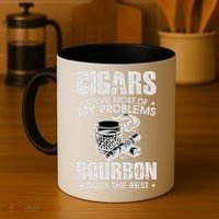 Cigars Solve Most Of My Problems Bourbon Does The Rest Coffee Mug thumb 4