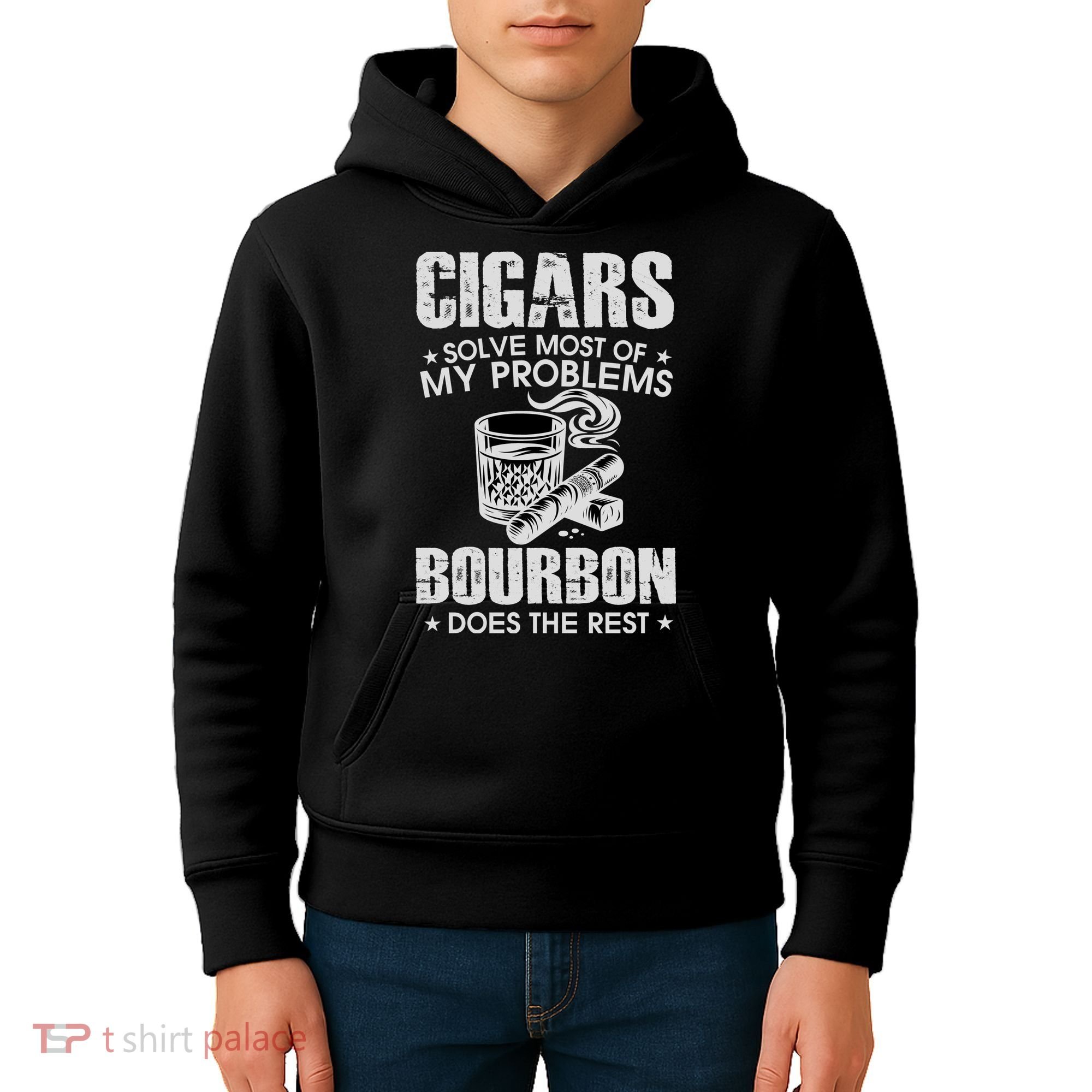 Cigars Solve Most Of My Problems Bourbon Does The Rest Kids Hoodie