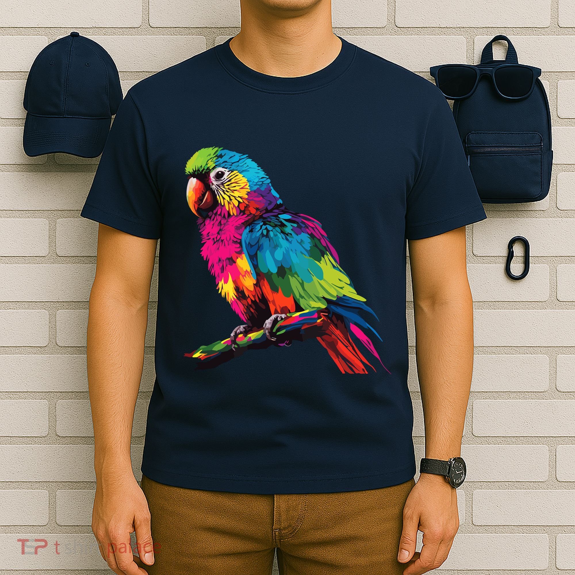 Colorful Scarlet Macaw Parrot Bird For Lover Birdwatching T-Shirt