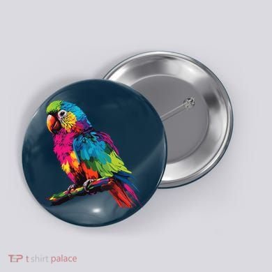 Colorful Scarlet Macaw Parrot Bird For Lover Birdwatching Button