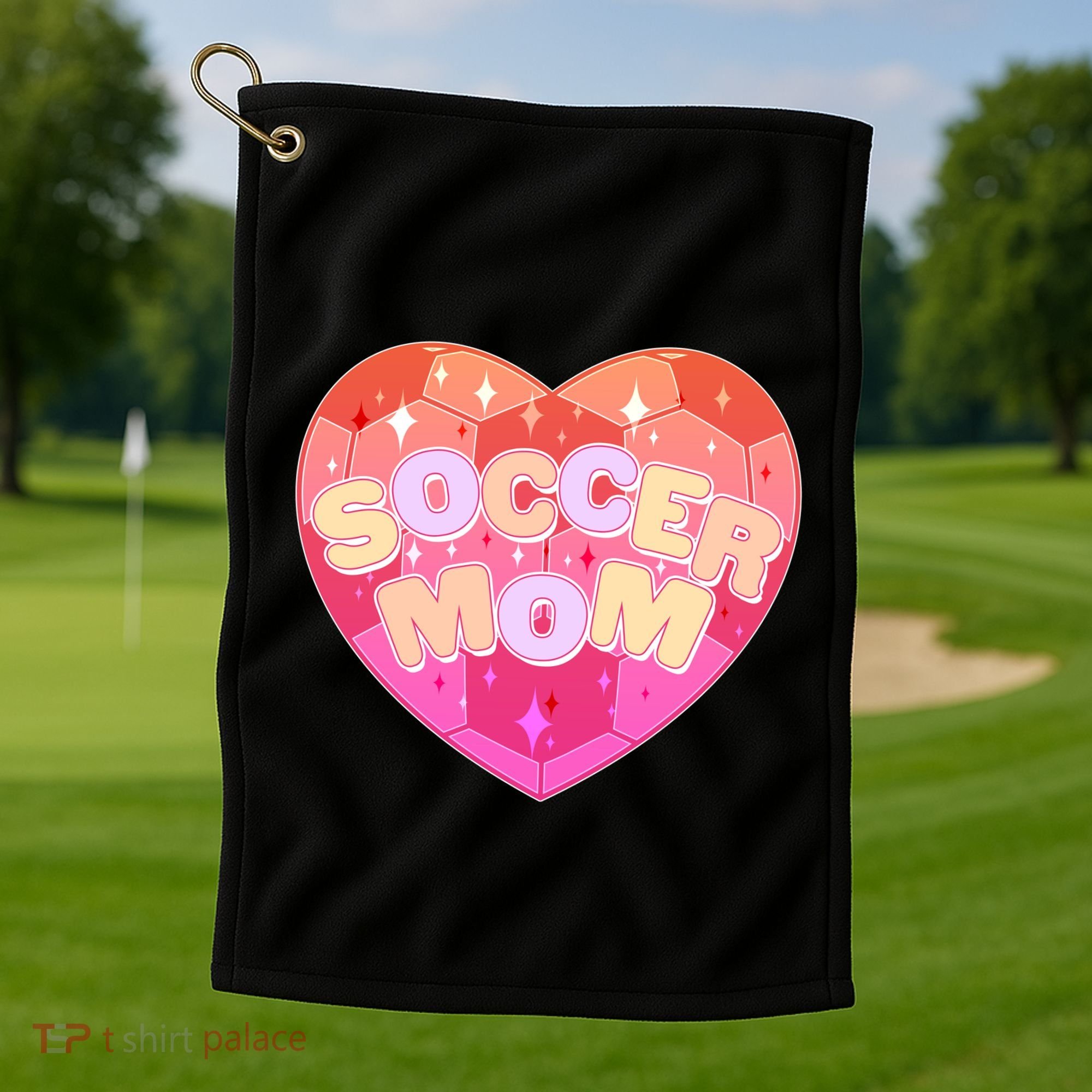 Cute Soccer Mom Soccer Ball Heart Golf Towel