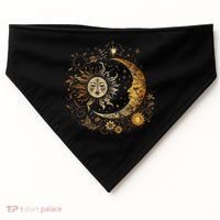 Celestial Sun Moon Flower Astrology Moon Phases USA-Made Doggie Bandana thumb 0