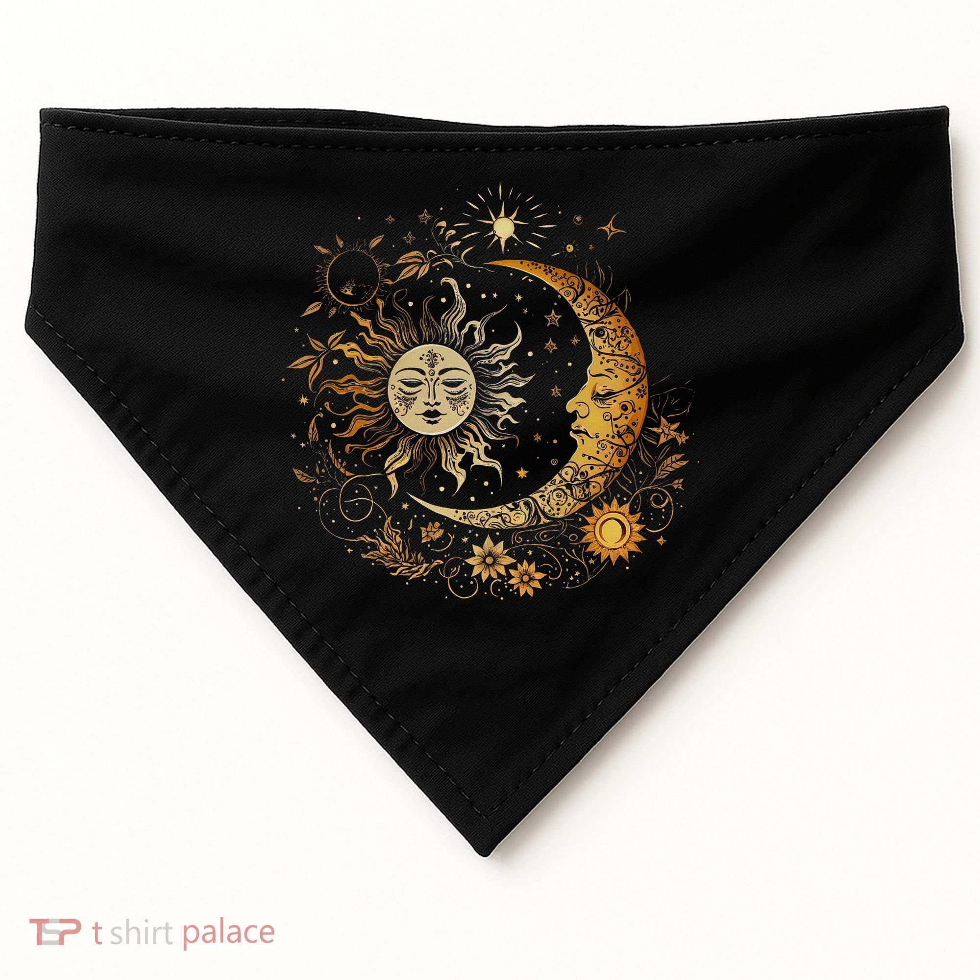 Celestial Sun Moon Flower Astrology Moon Phases USA-Made Doggie Bandana