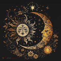 Celestial Sun Moon Flower Astrology Moon Phases Apron thumb 3