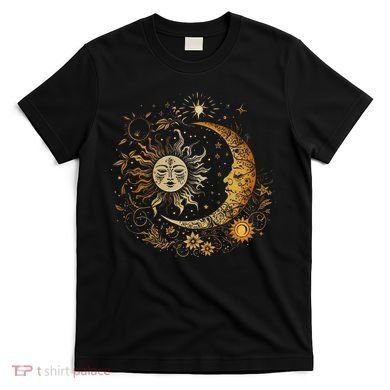 Celestial Sun Moon Flower Astrology Moon Phases T-Shirt