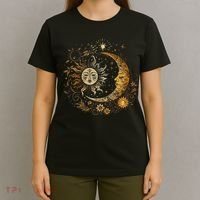 Celestial Sun Moon Flower Astrology Moon Phases T-Shirt thumb 4