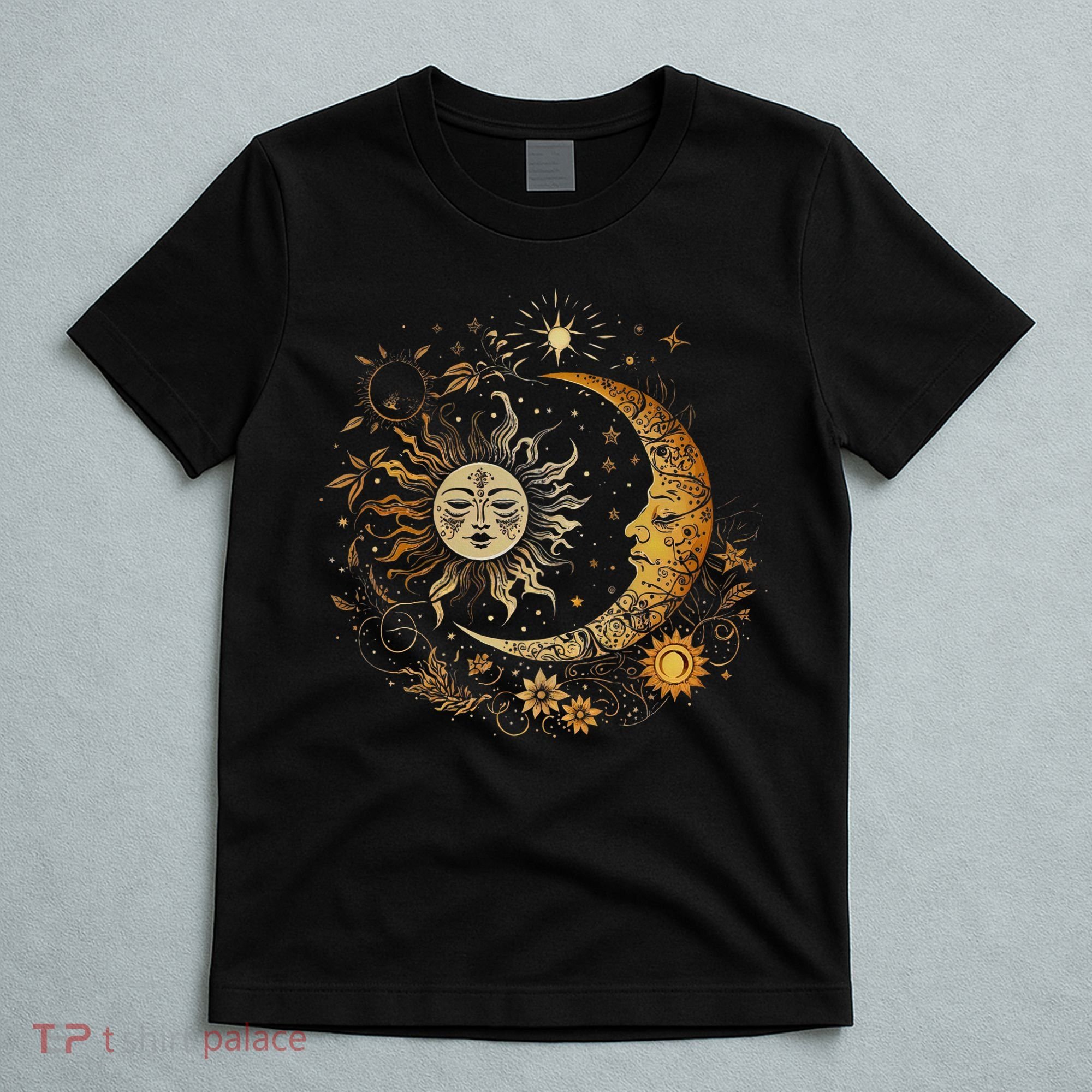 Celestial Sun Moon Flower Astrology Moon Phases T-Shirt