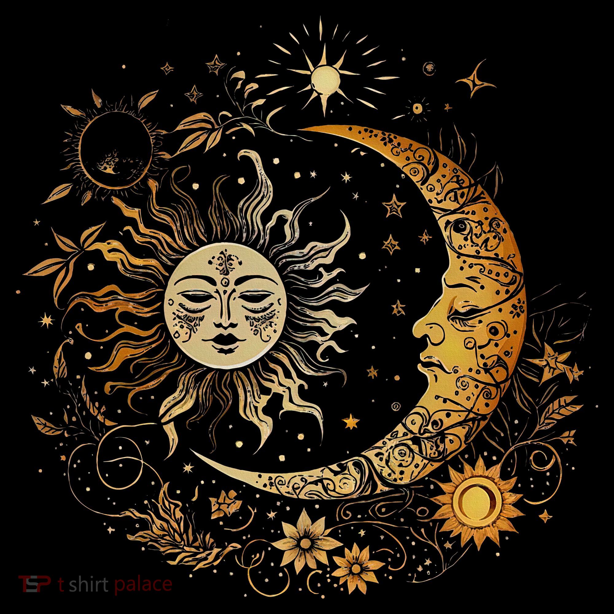 Celestial Sun Moon Flower Astrology Moon Phases Women's Hoodie