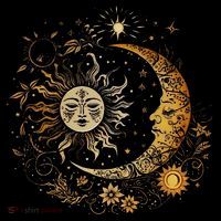 Celestial Sun Moon Flower Astrology Moon Phases Mousepad thumb 1