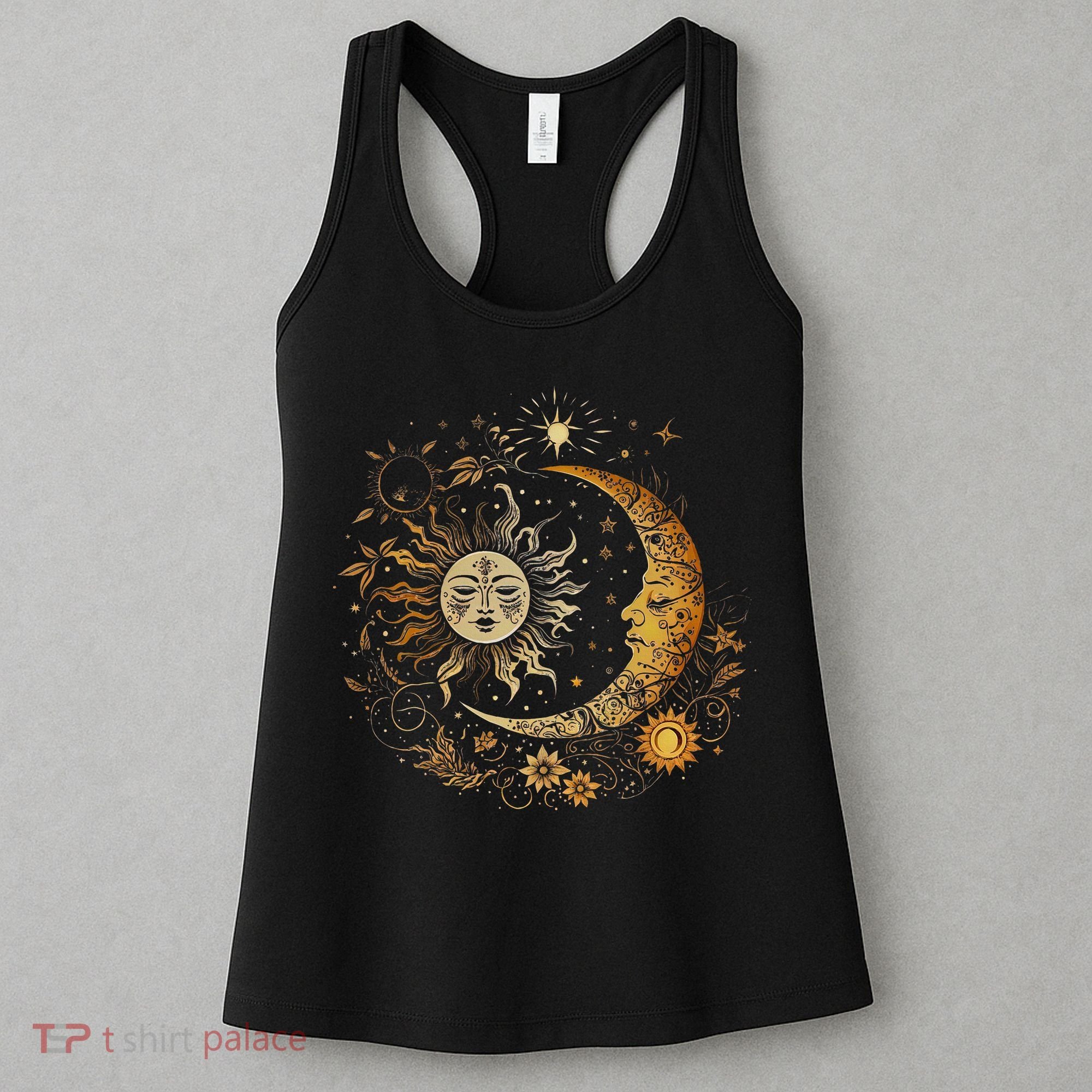 Celestial Sun Moon Flower Astrology Moon Phases Women's Tank Top