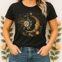 Celestial Sun Moon Flower Astrology Moon Phases Women's T-Shirt thumb 2