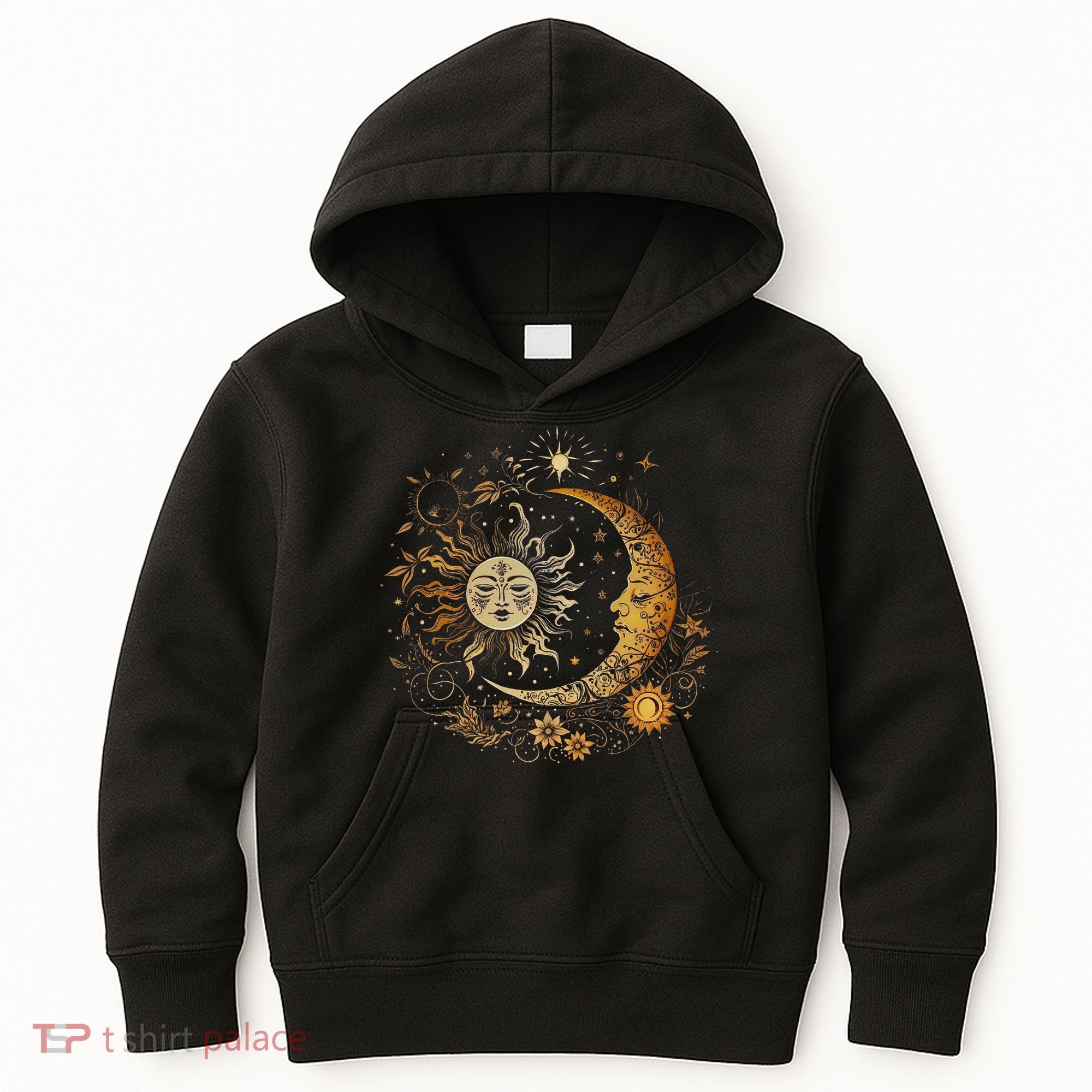 Celestial Sun Moon Flower Astrology Moon Phases Kids Hoodie