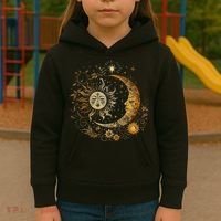 Celestial Sun Moon Flower Astrology Moon Phases Kids Hoodie thumb 3