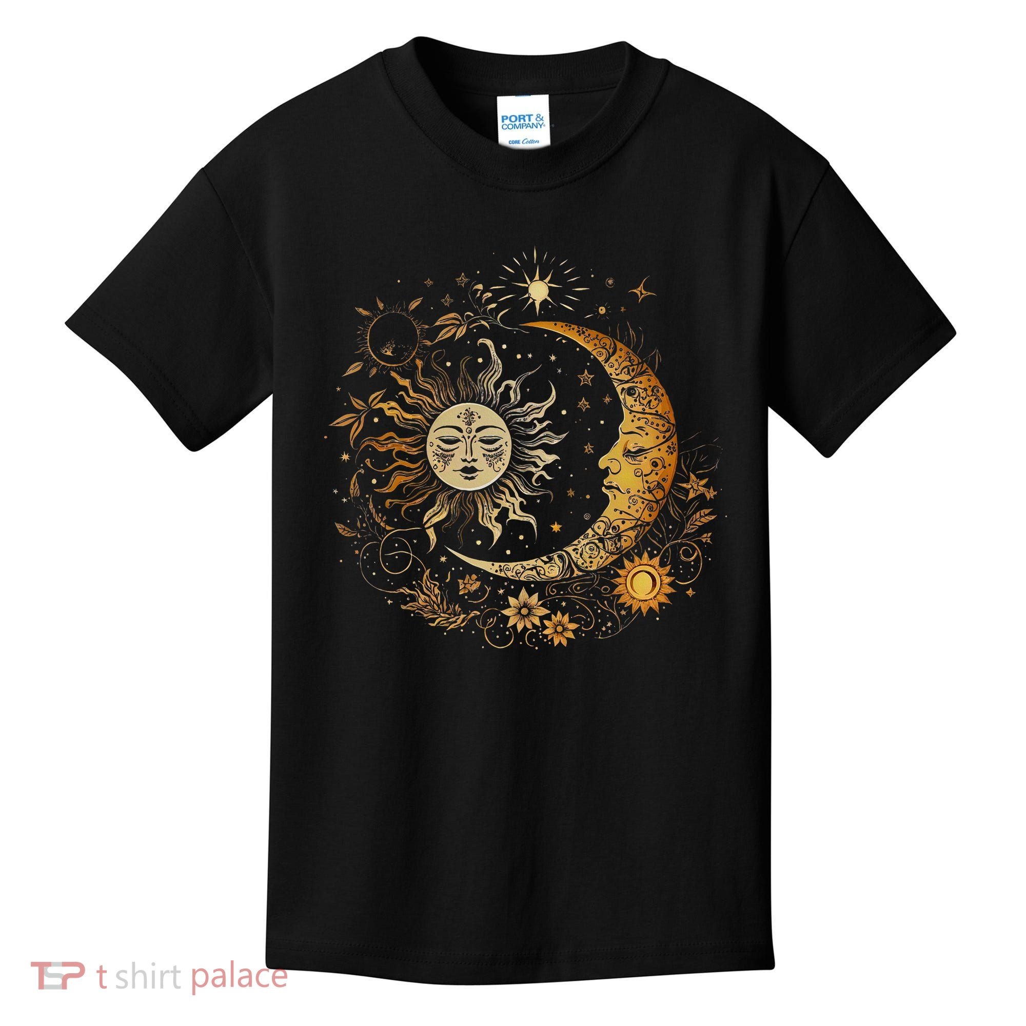 Celestial Sun Moon Flower Astrology Moon Phases Kids T-Shirt