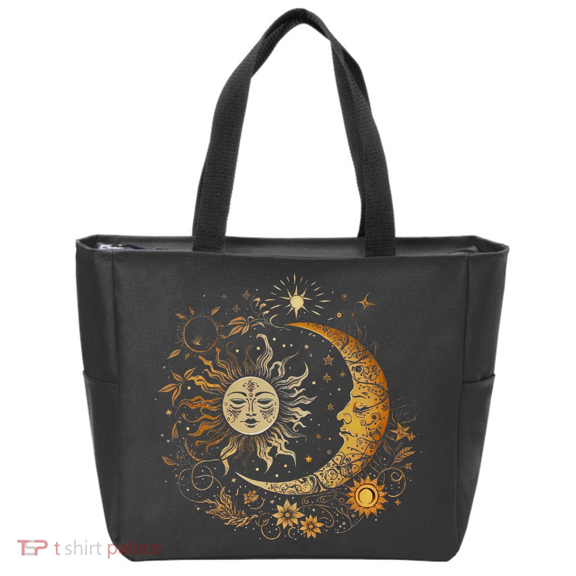 Celestial Sun Moon Flower Astrology Moon Phases Tote Bag