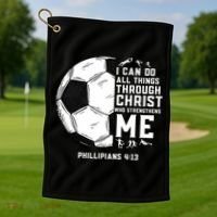 Christian Soccer Men Boys Religious Golf Towel thumb 1