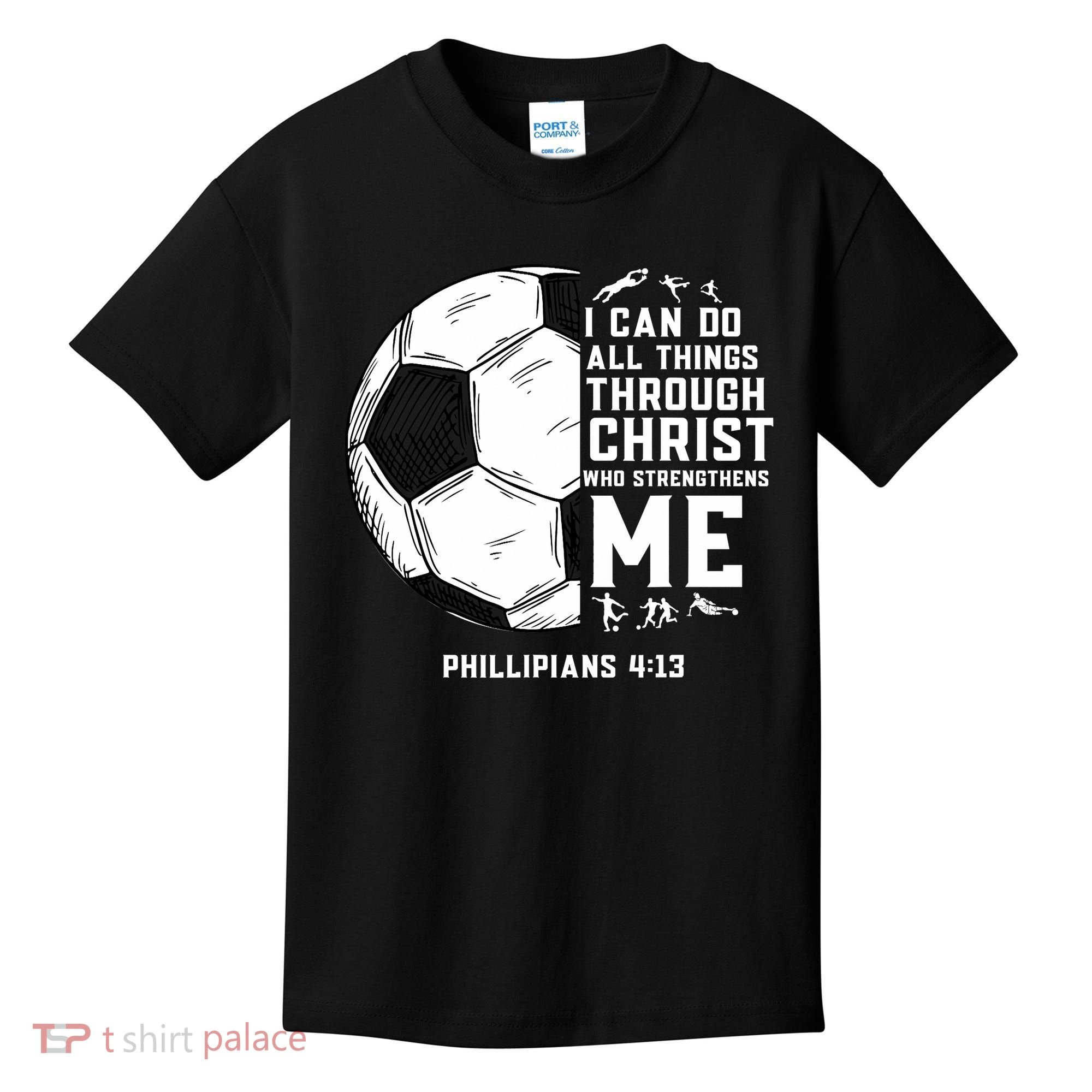 Christian Soccer Men Boys Religious Kids T-Shirt