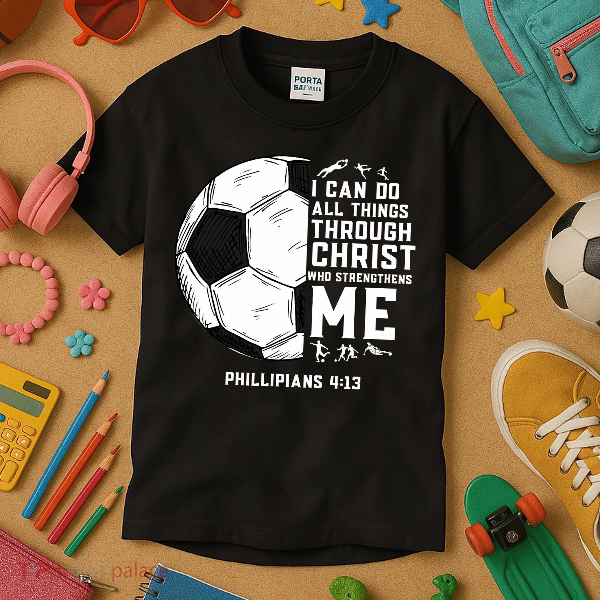 Christian Soccer Men Boys Religious Kids T-Shirt