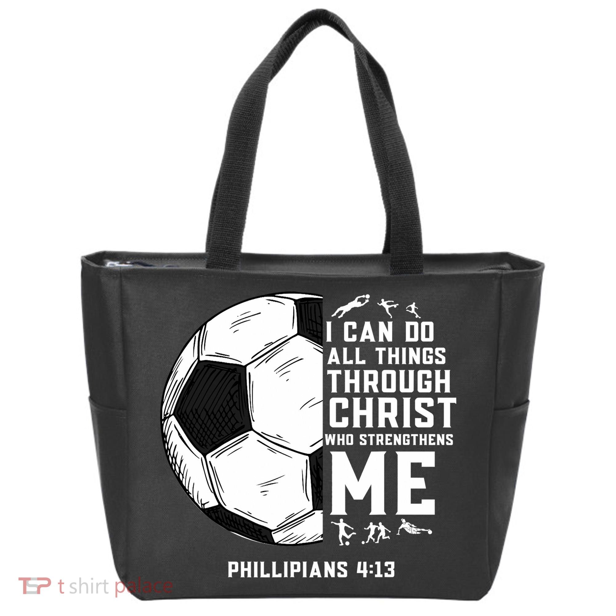 Christian Soccer Men Boys Religious Tote Bag