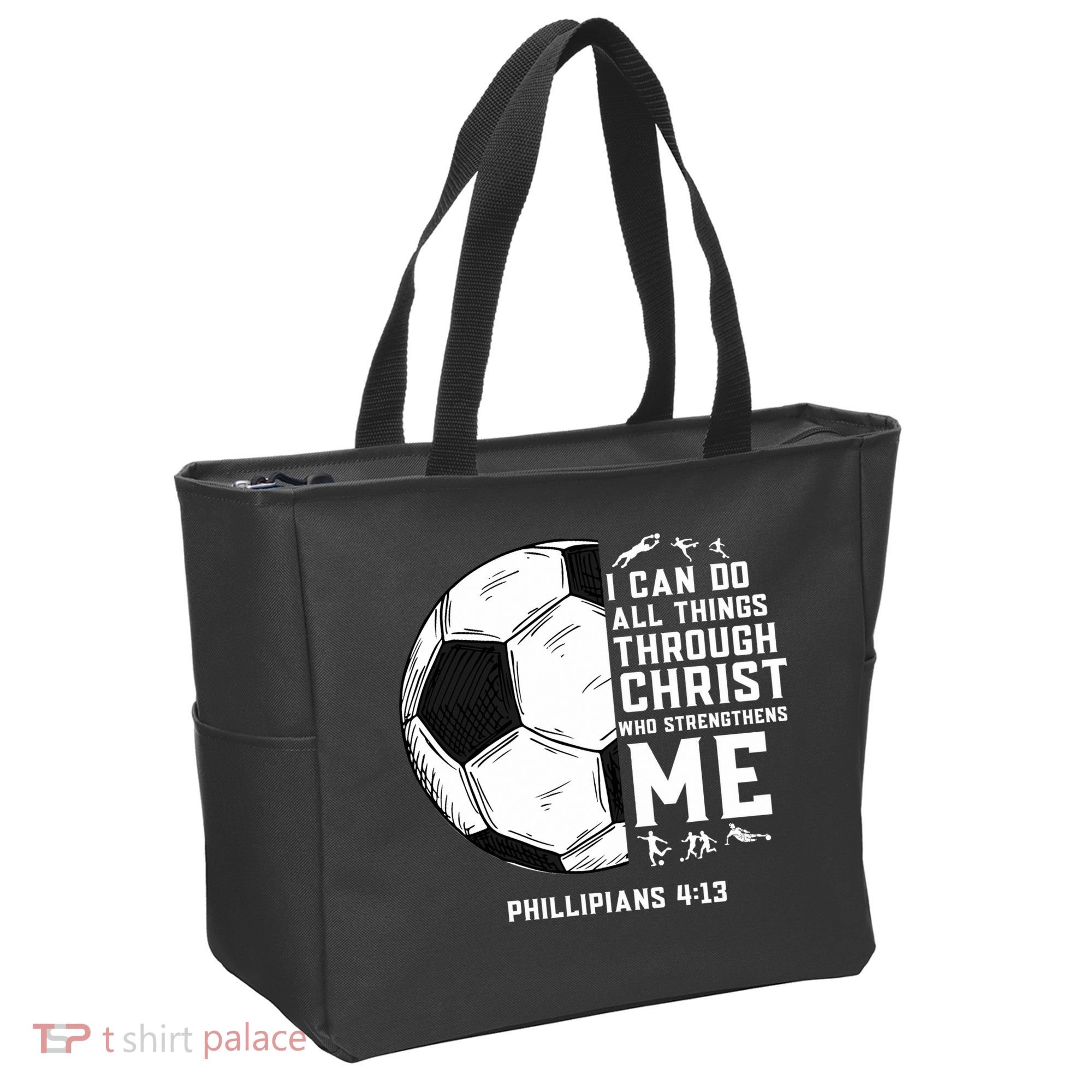 Christian Soccer Men Boys Religious Tote Bag