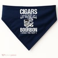 Cigars Solve Most Of My Problems Bourbon Does The Rest USA-Made Doggie Bandana thumb 0