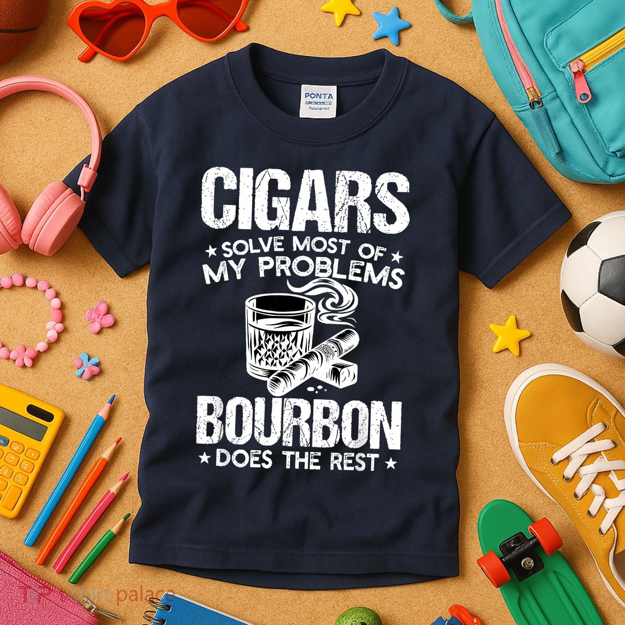 Cigars Solve Most Of My Problems Bourbon Does The Rest Kids T-Shirt