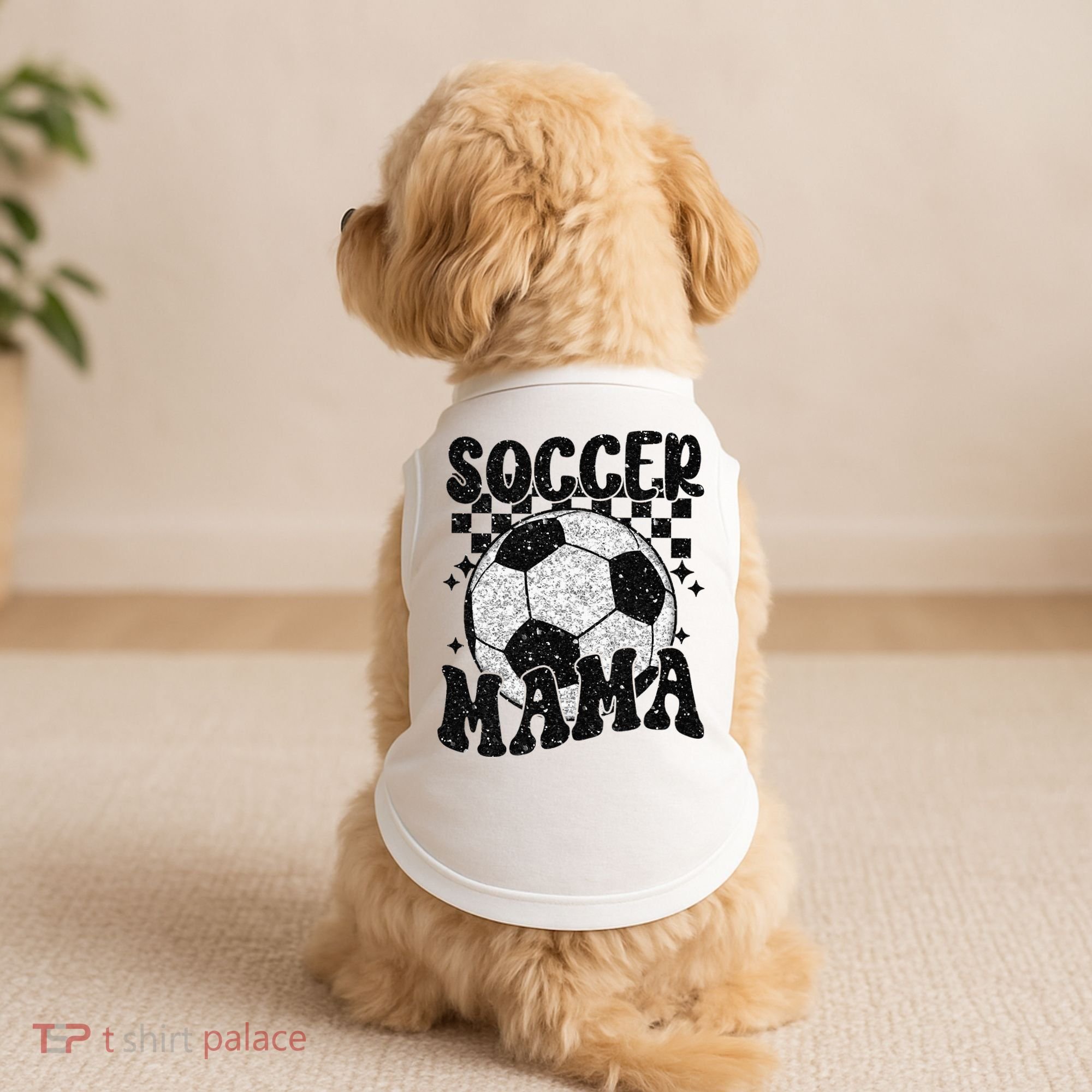Checkered Soccer Mama Retro Soccer Mom Soccer Season Doggie Tank