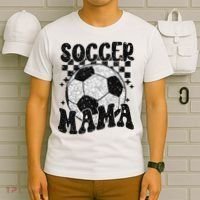 Checkered Soccer Mama Retro Soccer Mom Soccer Season T-Shirt thumb 6