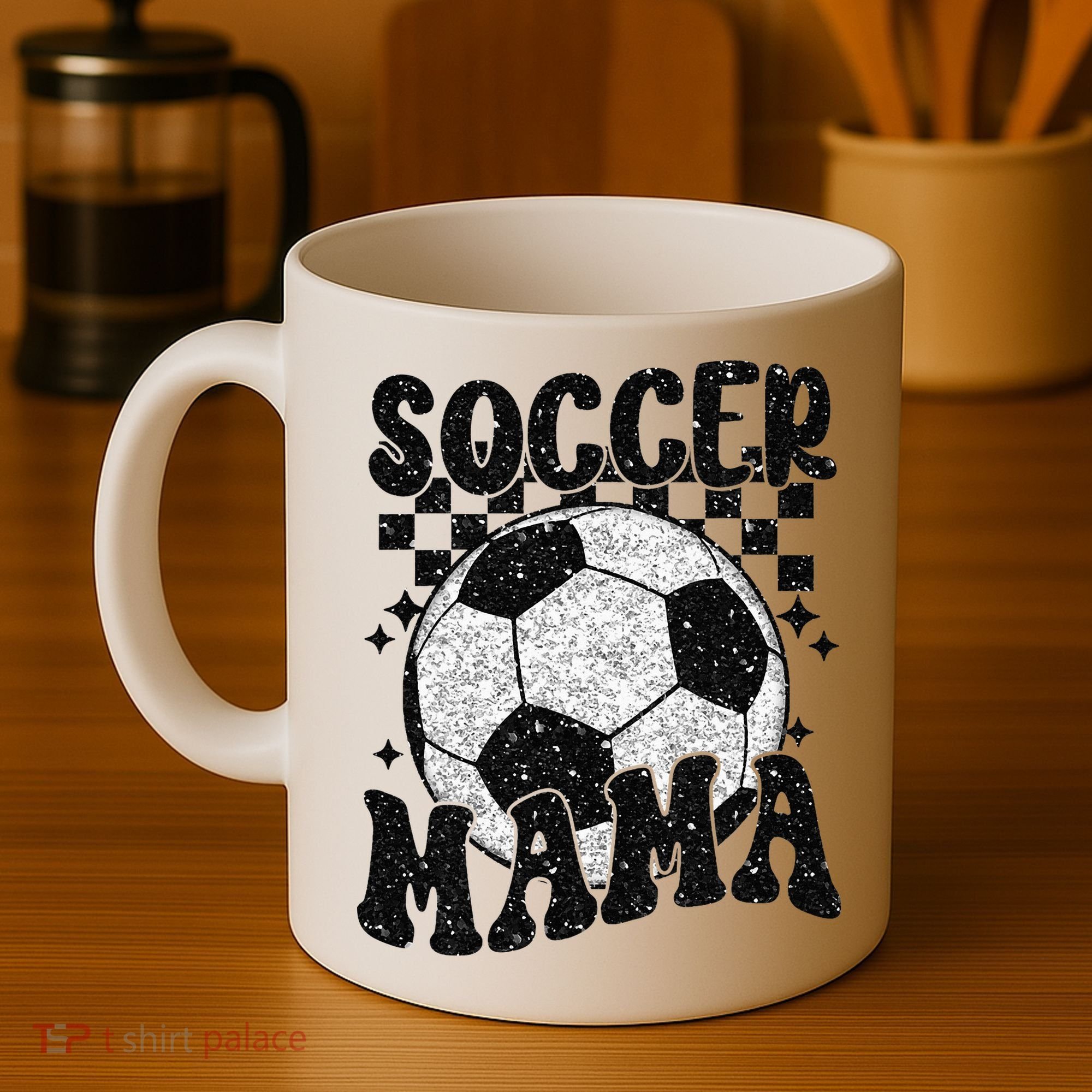 Checkered Soccer Mama Retro Soccer Mom Soccer Season Coffee Mug