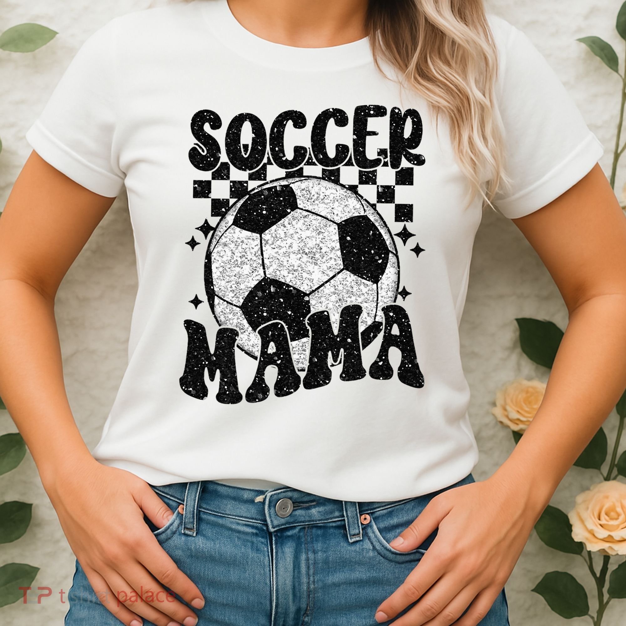 Checkered Soccer Mama Retro Soccer Mom Soccer Season Women's T-Shirt