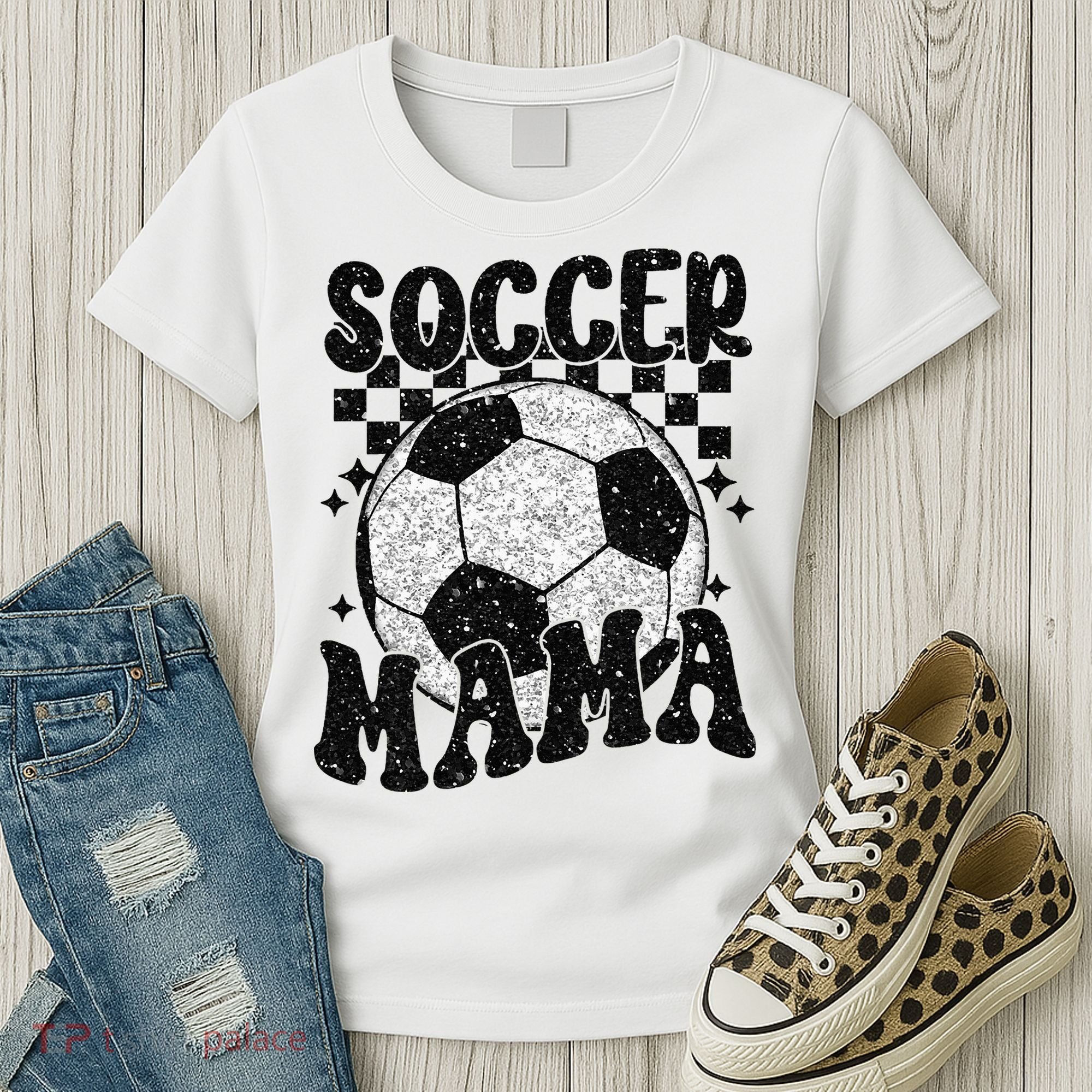 Checkered Soccer Mama Retro Soccer Mom Soccer Season Women's T-Shirt